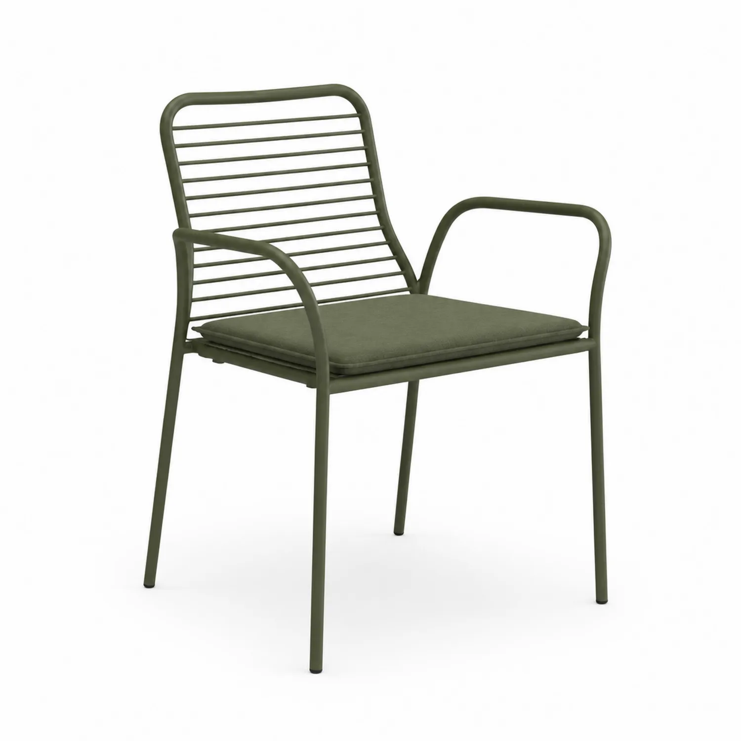 Chaise de jardin en métal avec coussin Vert Olive