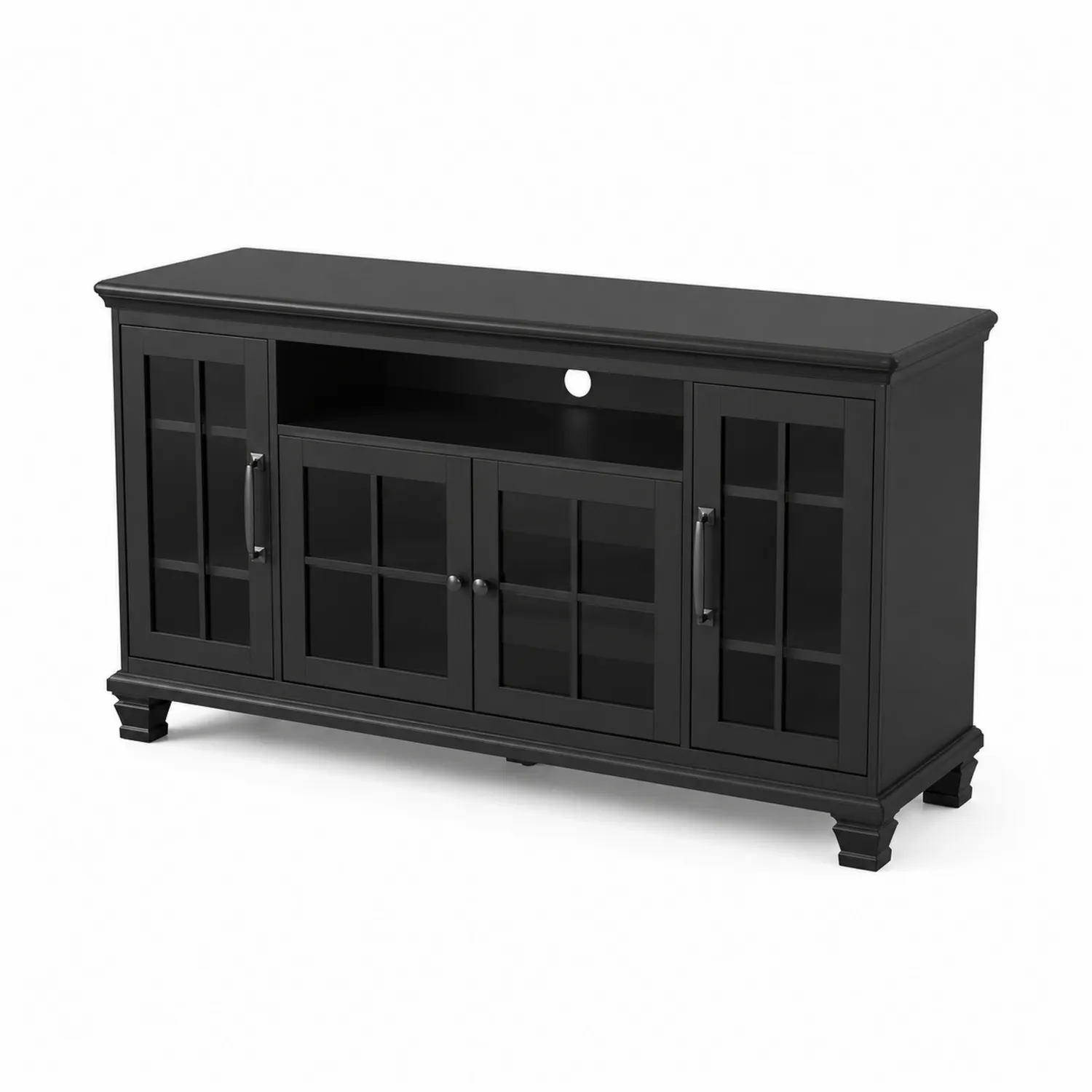 Buffet en bois noir avec portes en verre trempé