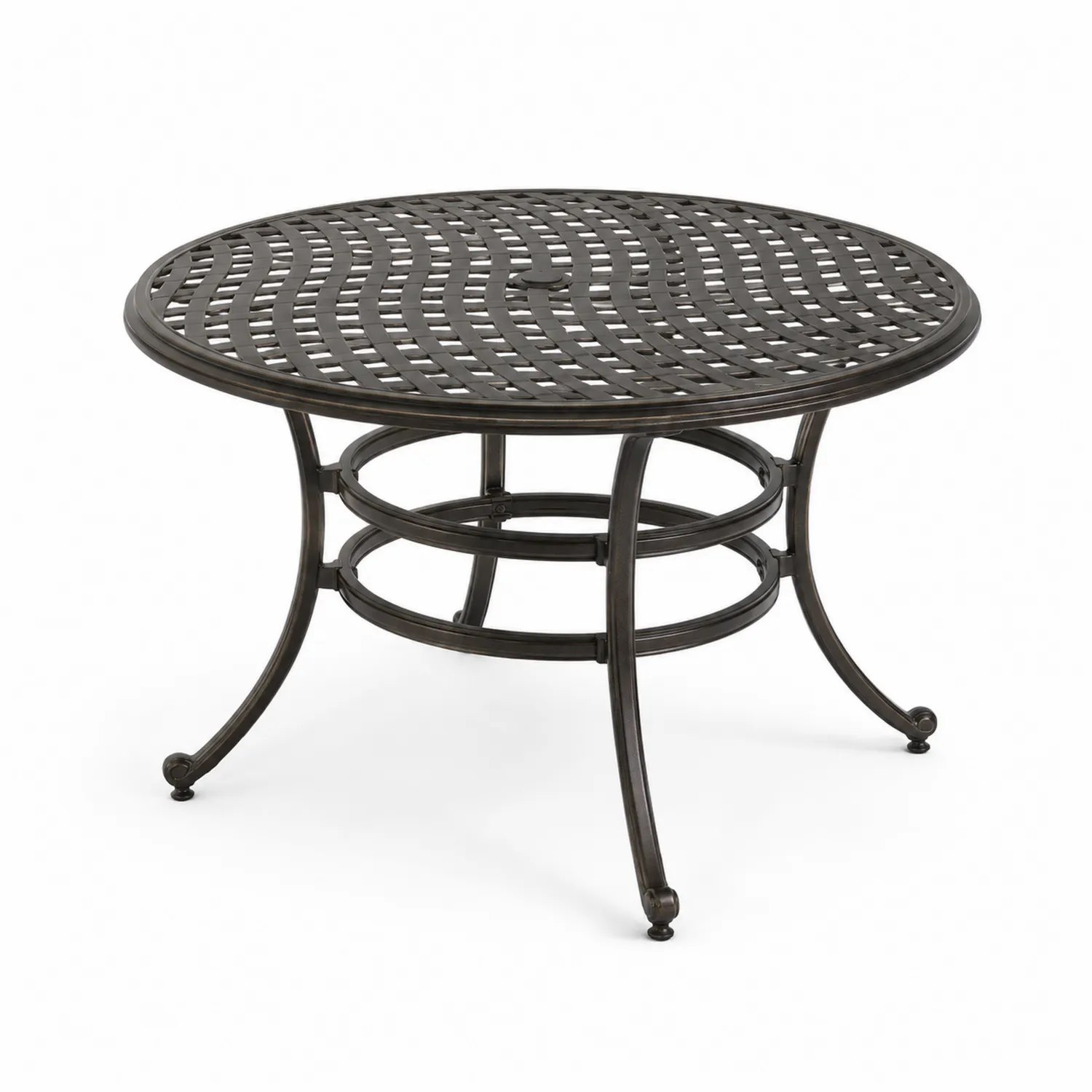 Table de jardin ronde en aluminium marron 110 cm