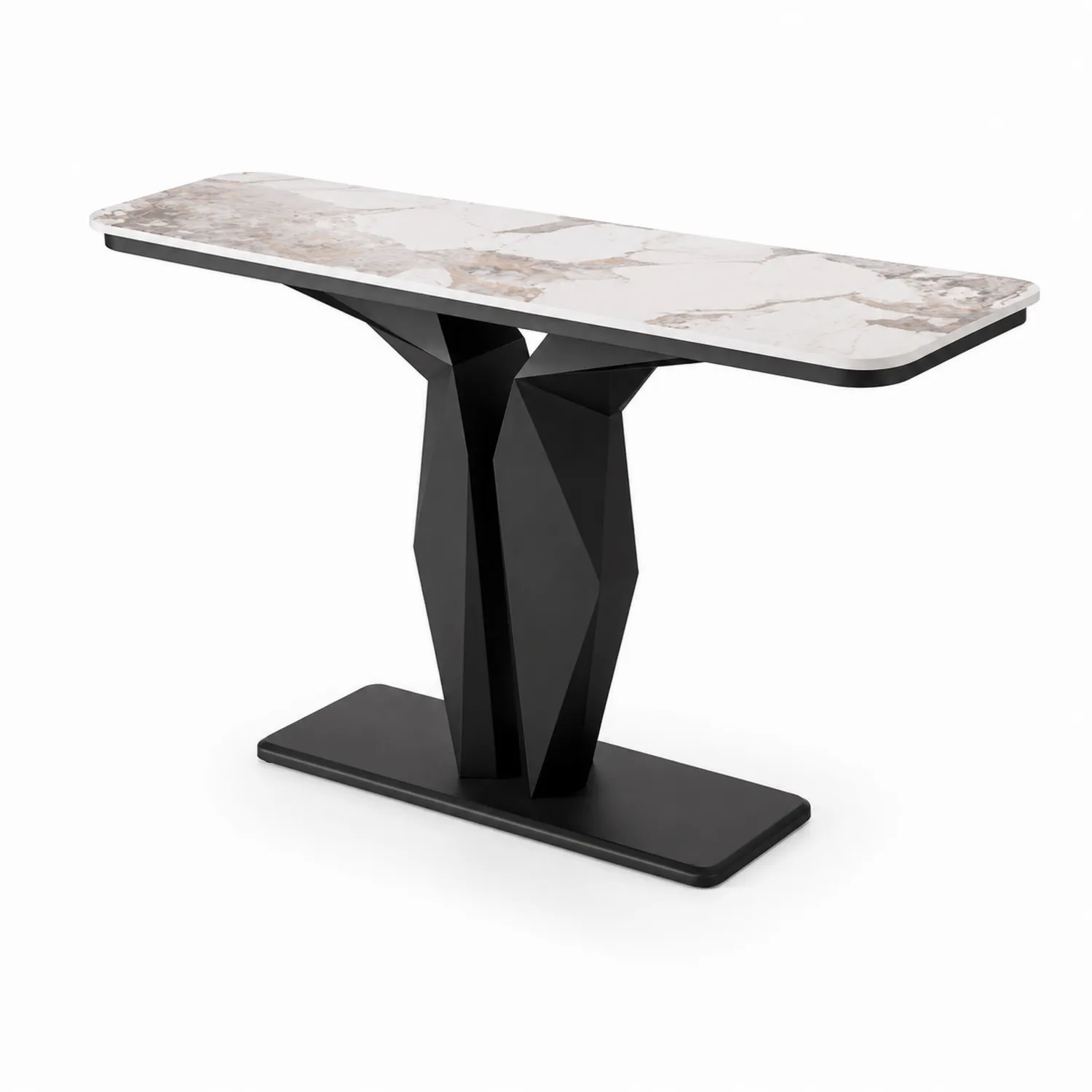 Console en marbre et métal noir 120 cm
