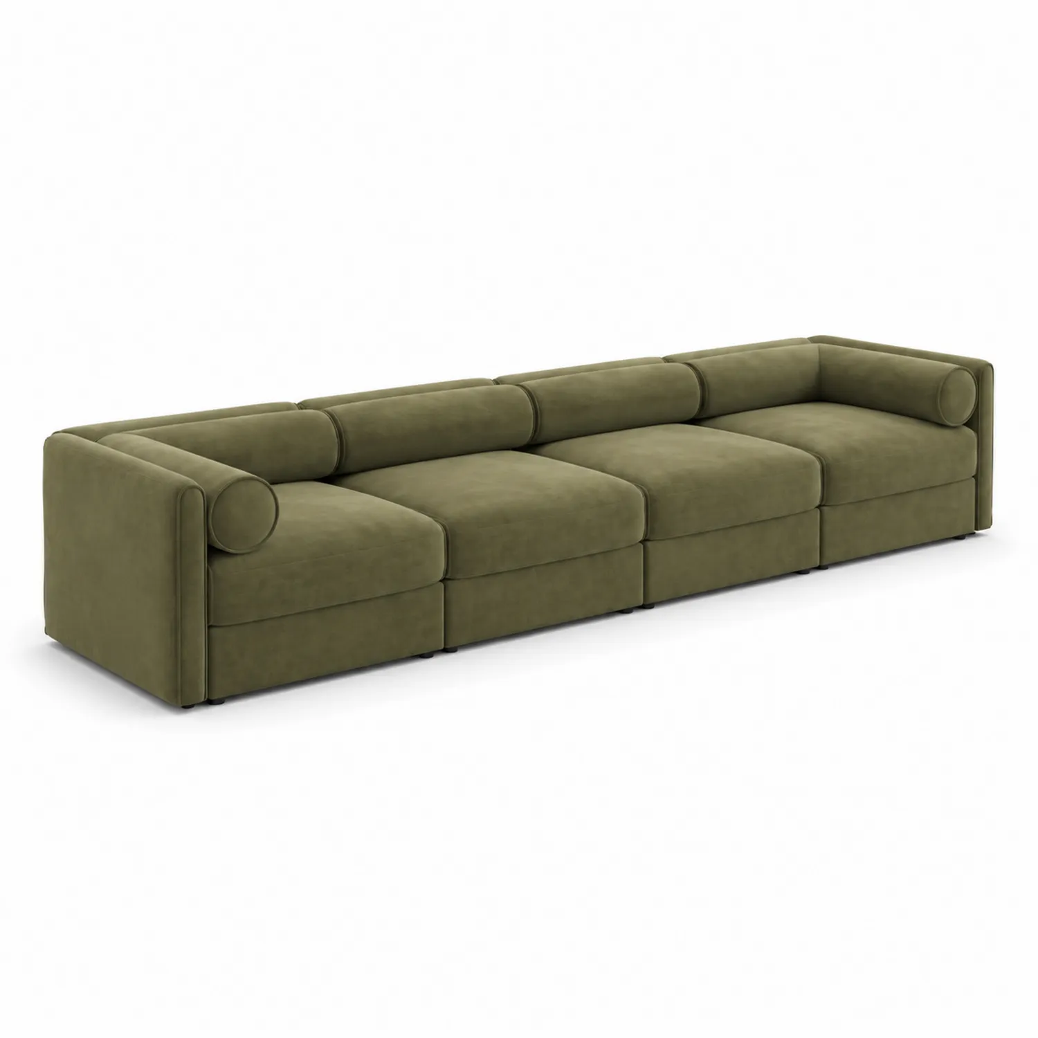 Canapé modulaire 4 places en tissu vert olive