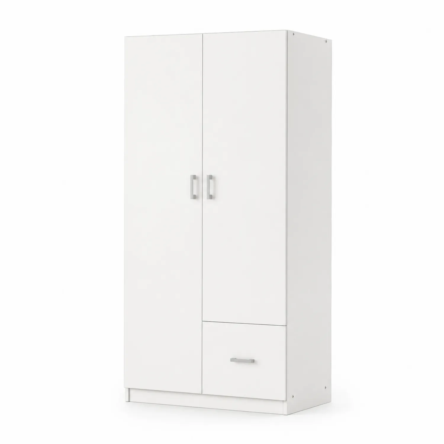 Armoire en Bois Blanc avec Portes et Tiroir
