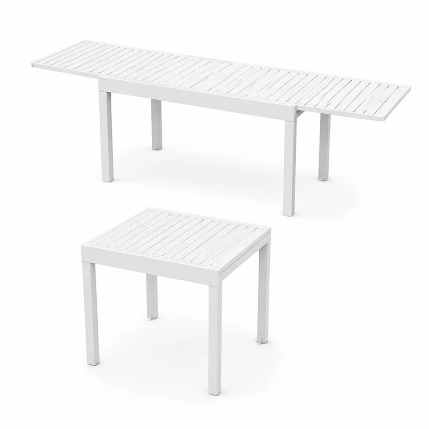 Table de jardin extensible en aluminium blanc 150-210x90x75 cm