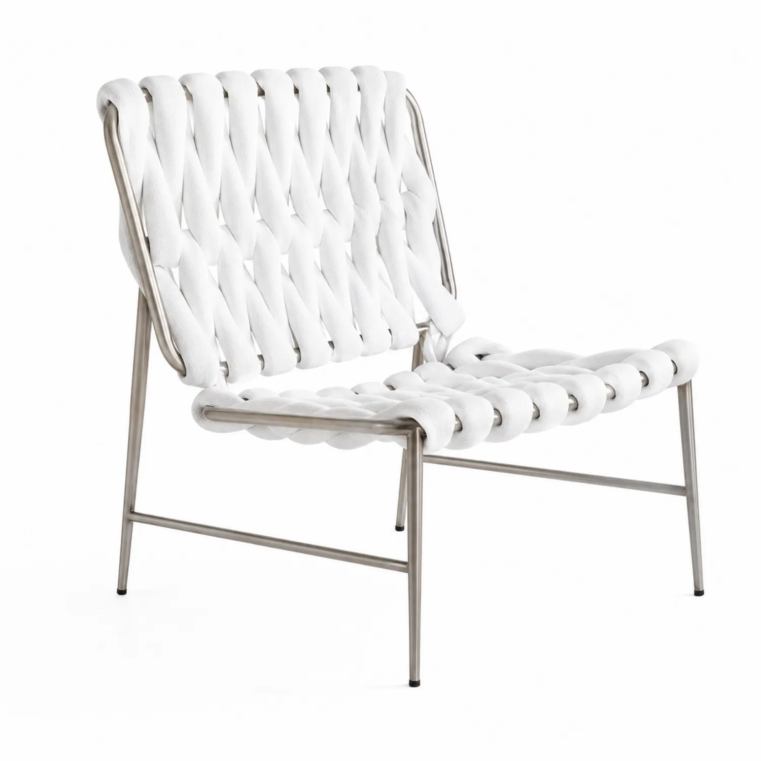 Fauteuil en métal et corde polyester Blanc