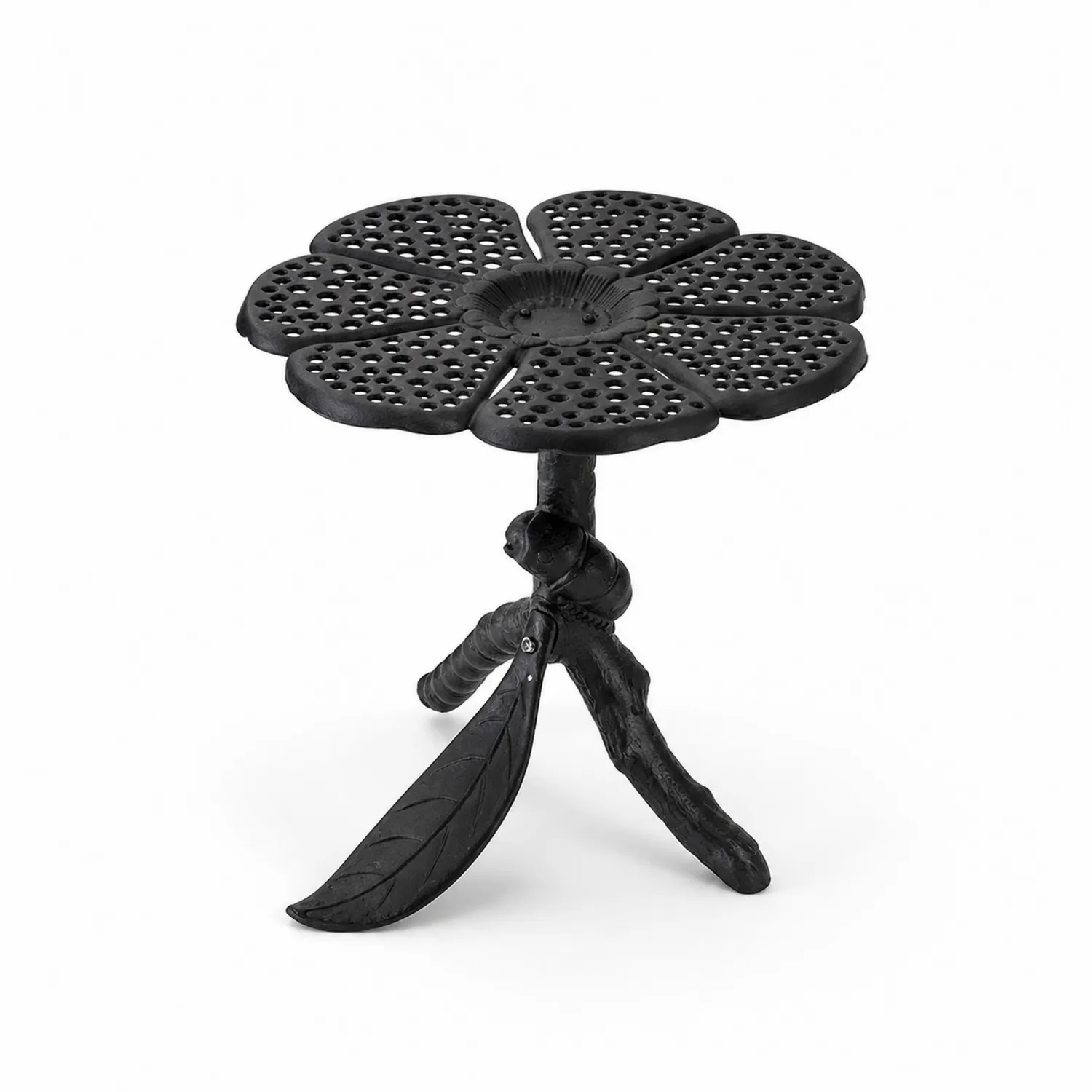 Table en fonte noire avec motif fleuri