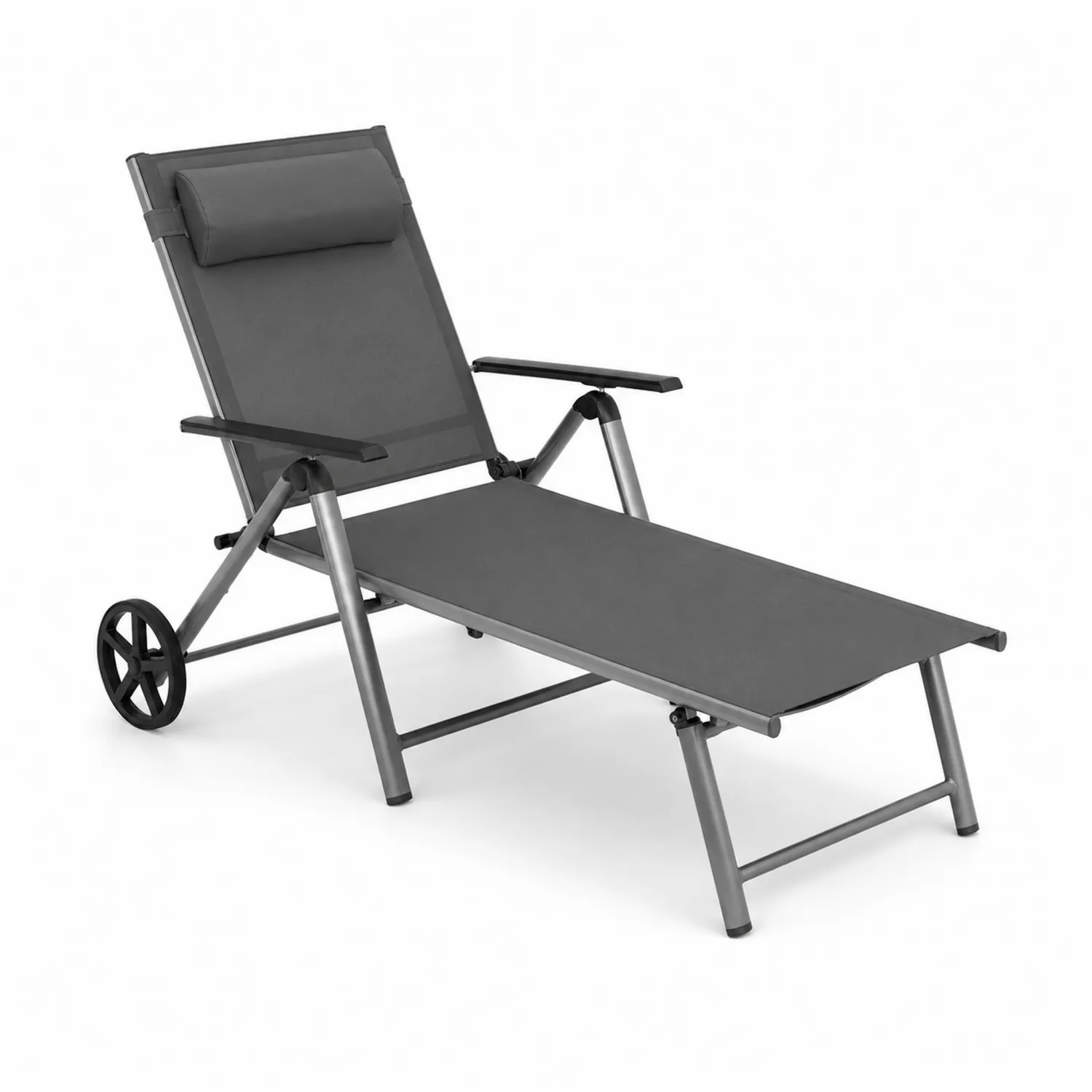 Chaise longue extérieure en aluminium et textilène Gris
