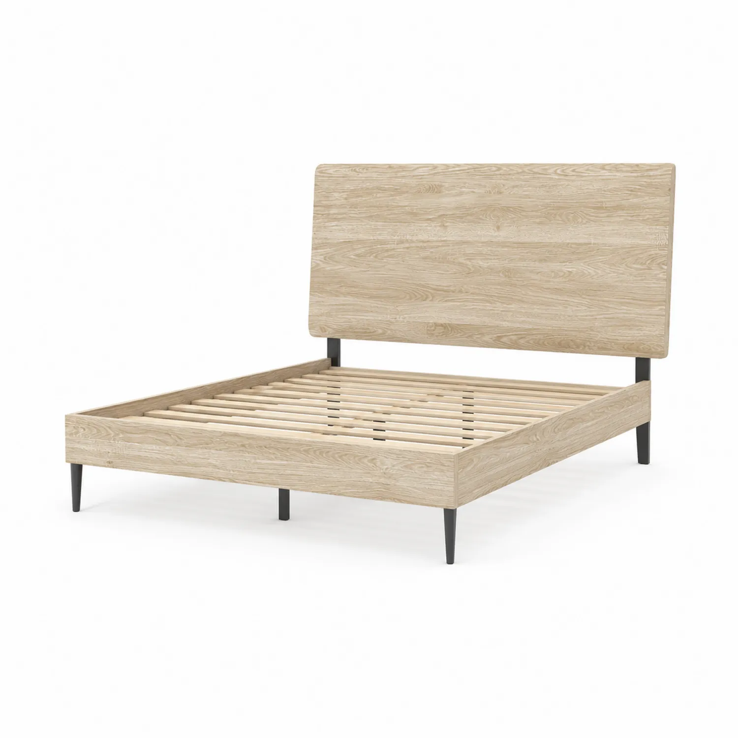 Lit double en bois de chêne avec cadre métallique 140x190 cm