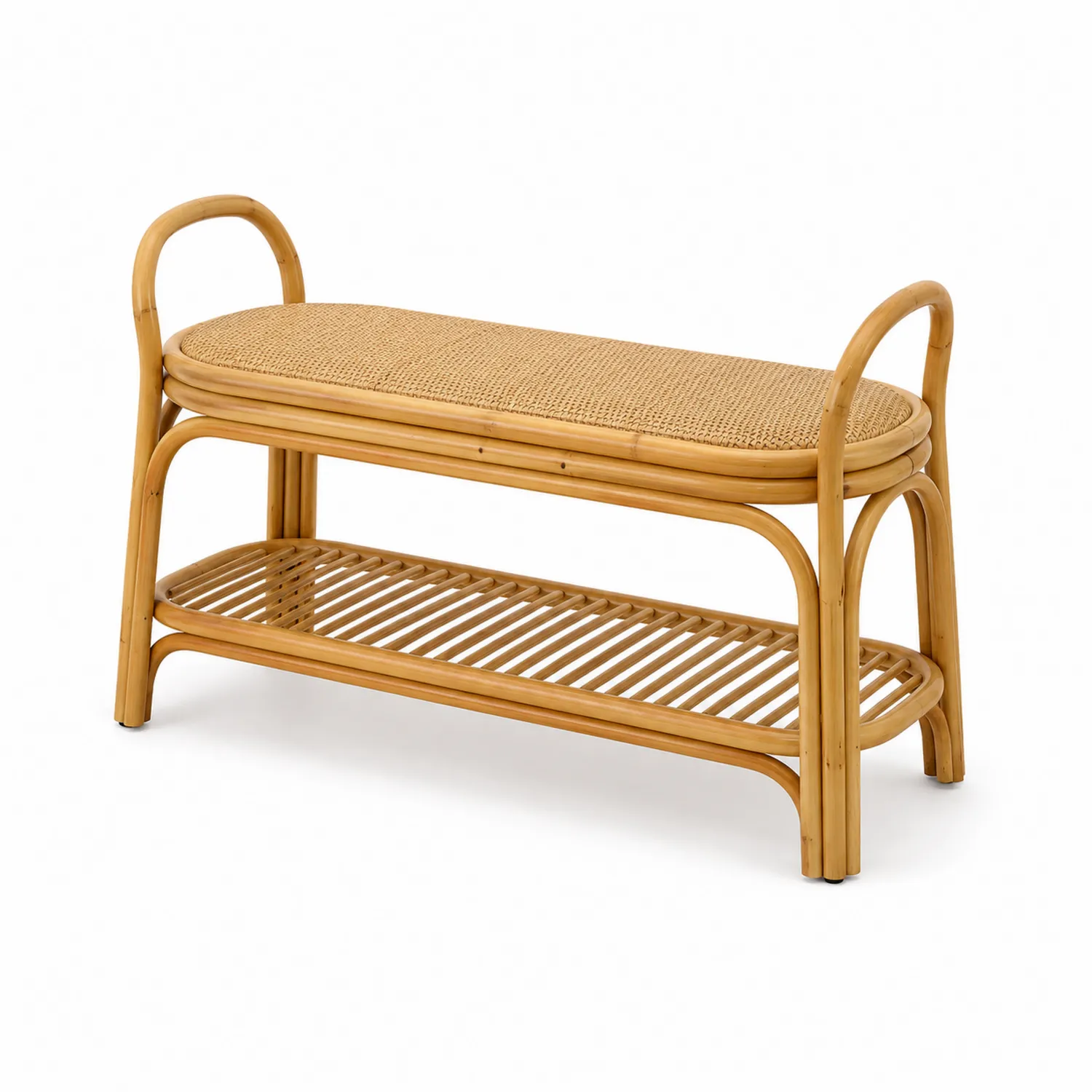 Banc en bambou avec rangement à chaussures 100x34x51 cm