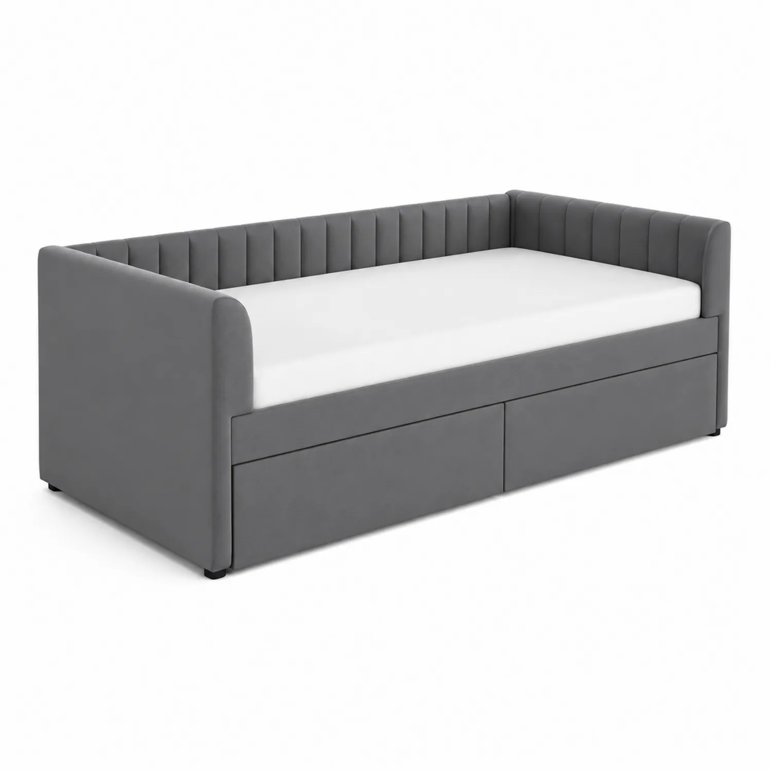Lit avec rangements en tissu Gris 200x90 cm