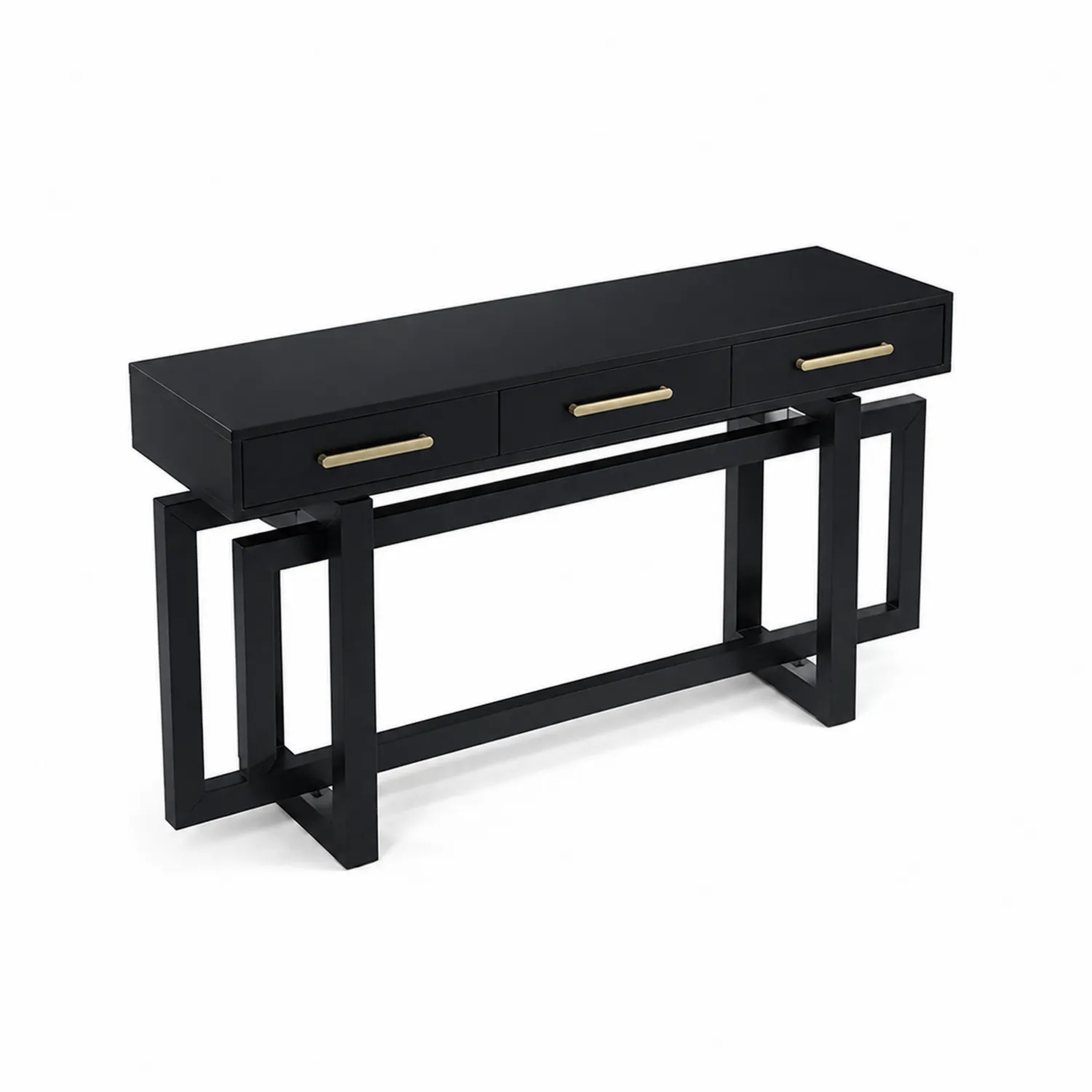 Console en Bois et Métal Noir avec 3 Tiroirs