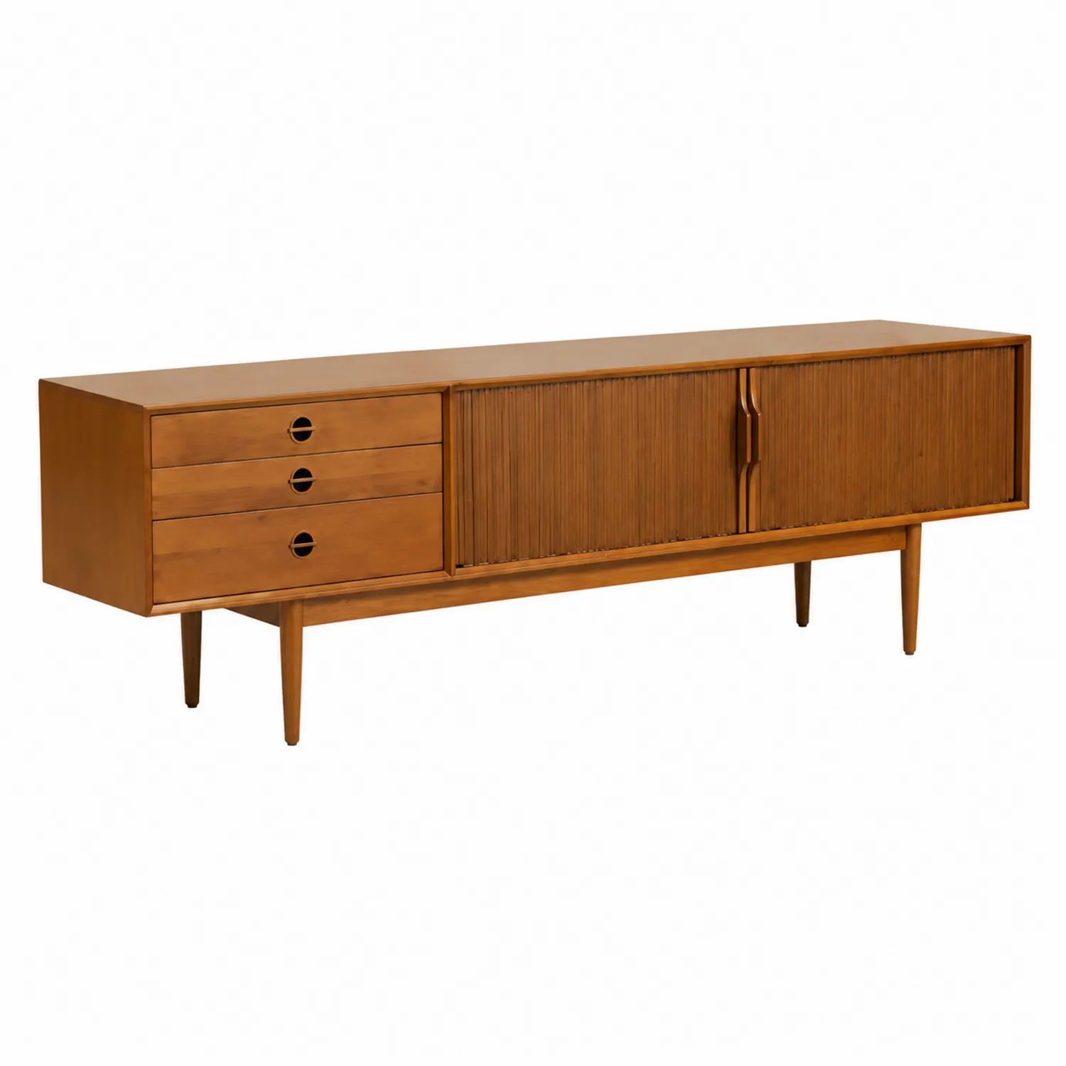 Meuble TV en bois massif avec tiroirs et portes coulissantes 180 cm