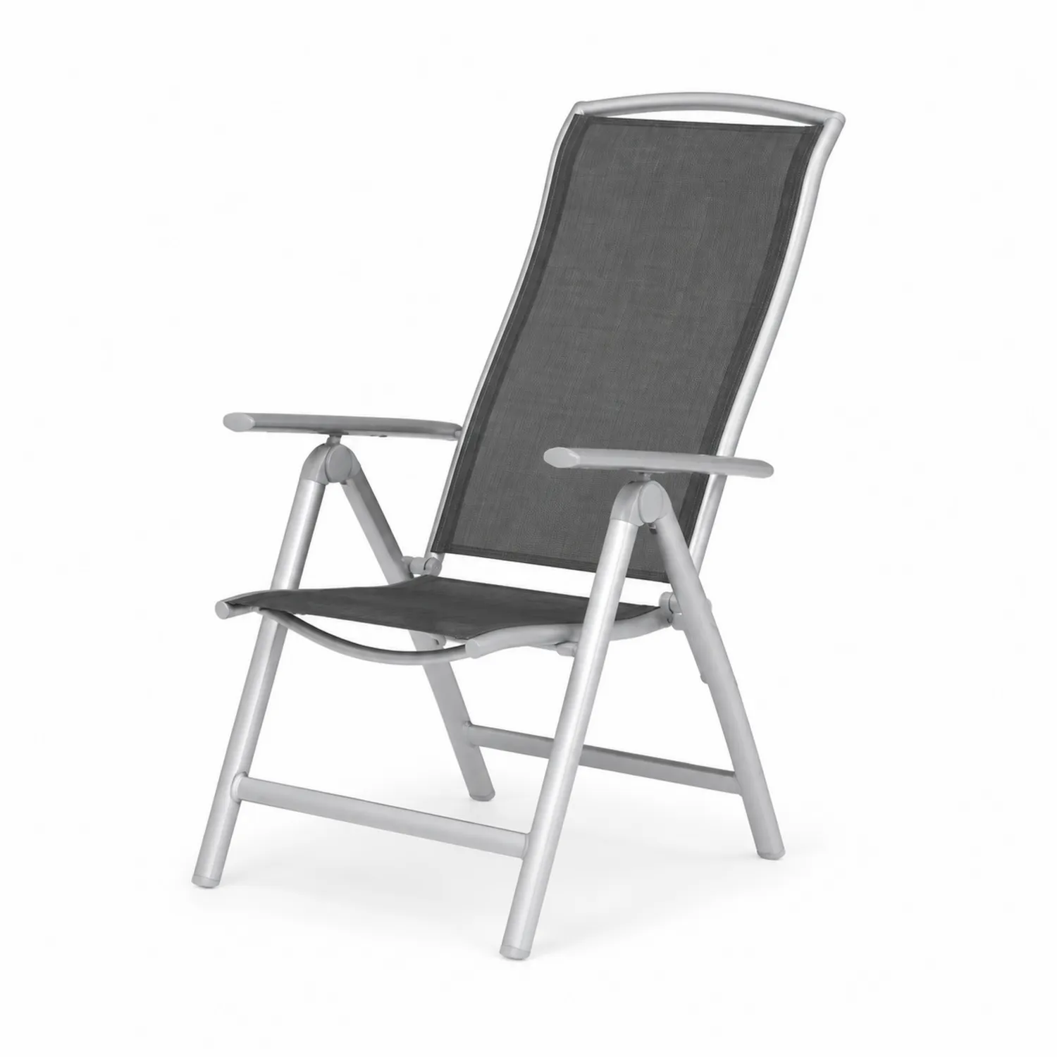 Chaise pliante en aluminium avec textilène gris