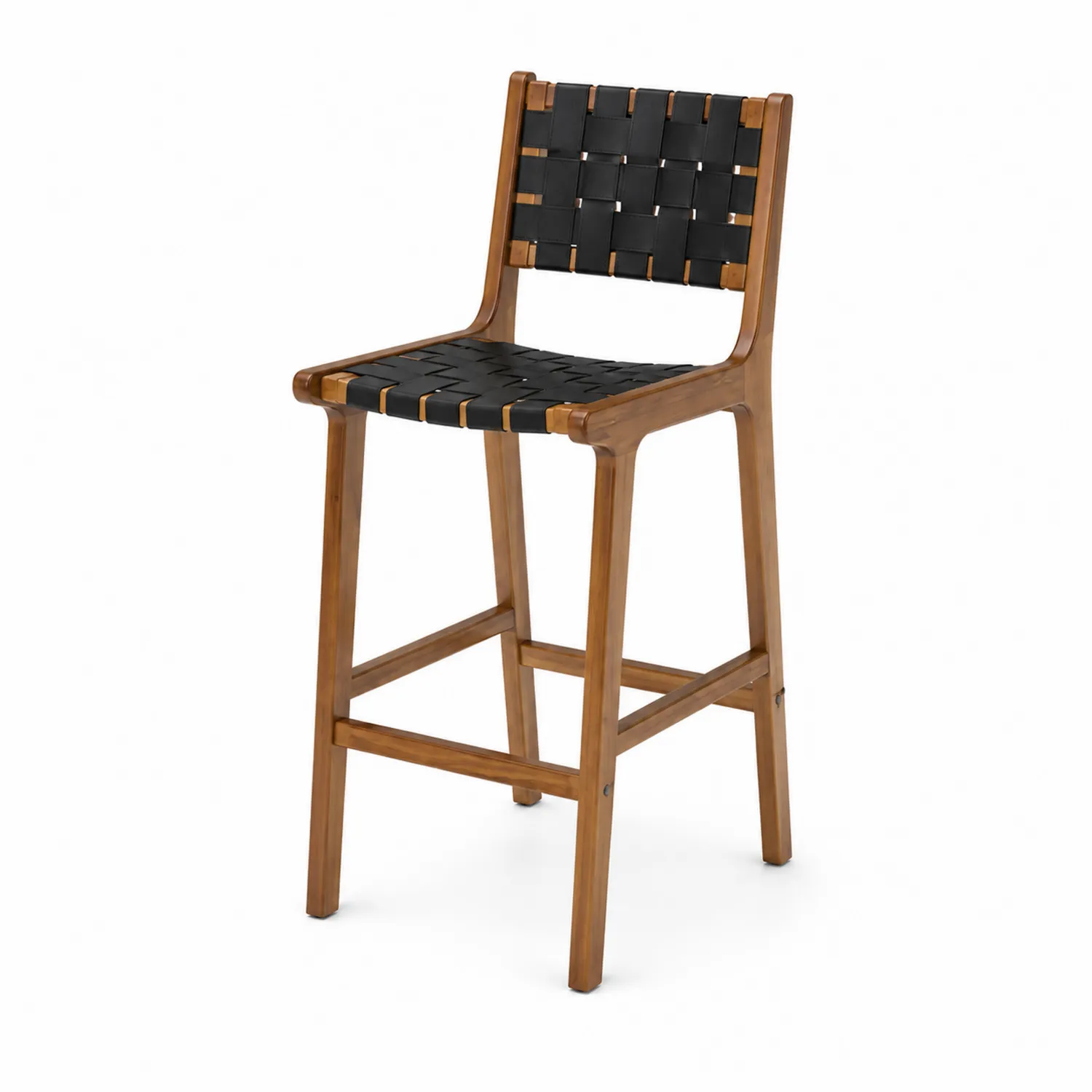 Tabouret de bar en bois et nylon noir