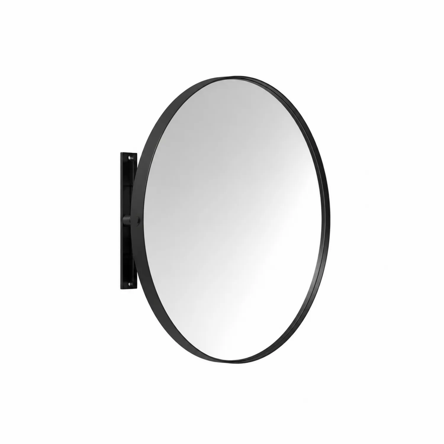 Miroir mural rond en métal noir avec verre trempé 50 cm