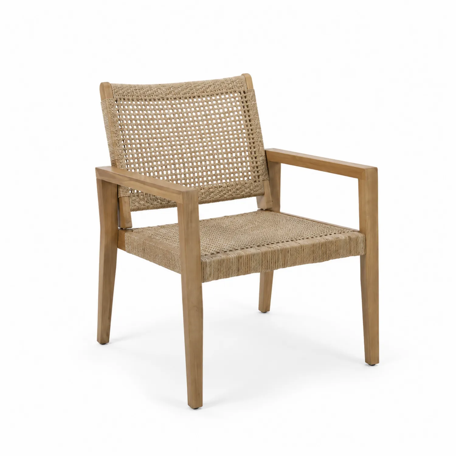 Chaise en bois d'acacia et corde tressée beige