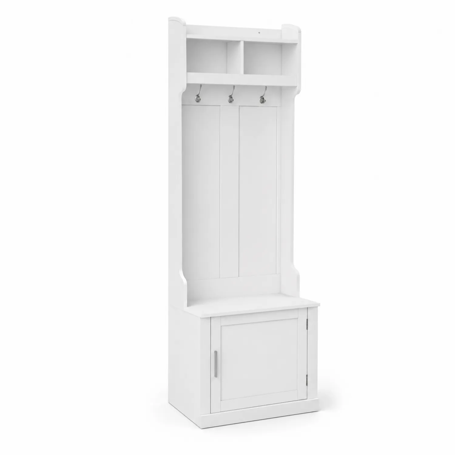 Portemanteau avec étagère et banc en bois Blanc