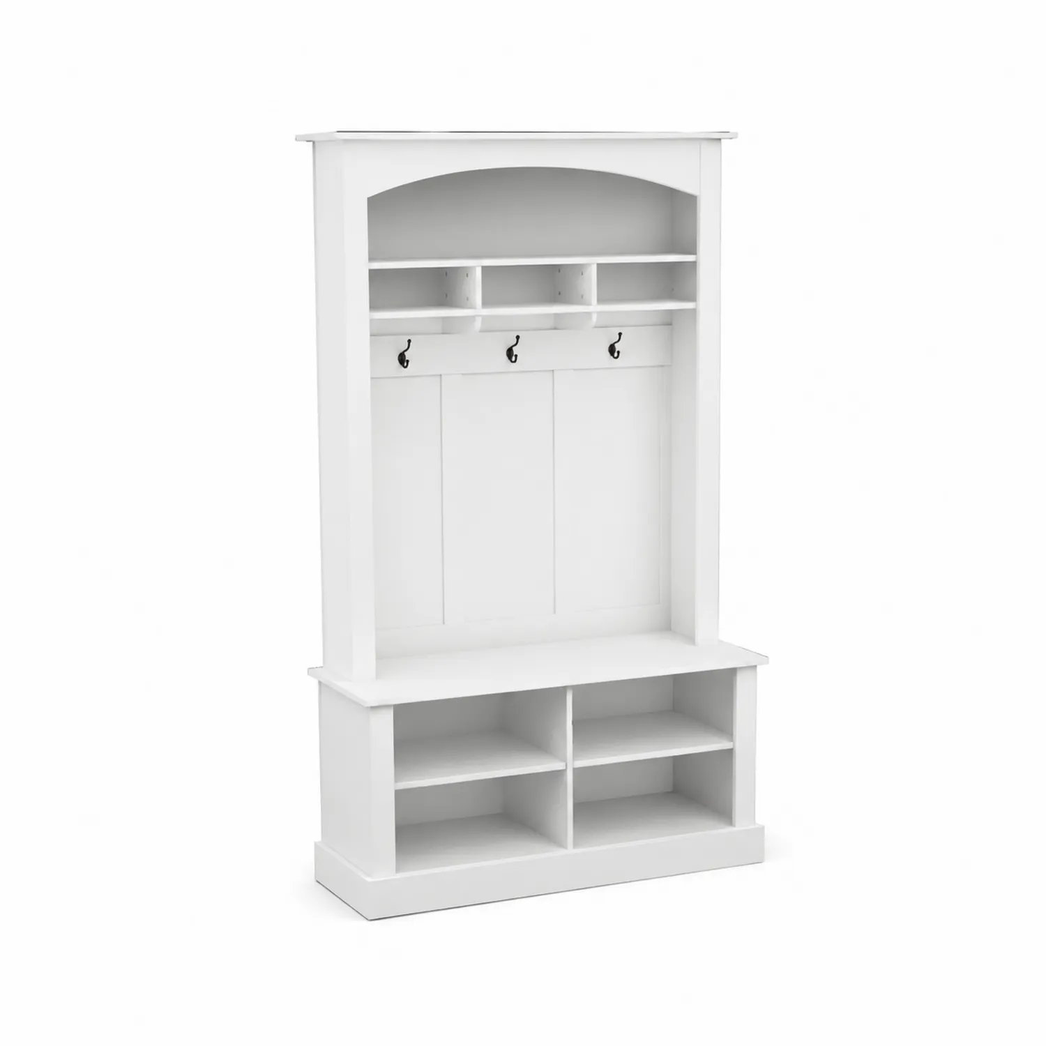 Vestiaire en Bois MDF Blanc avec Étagères et Crochets