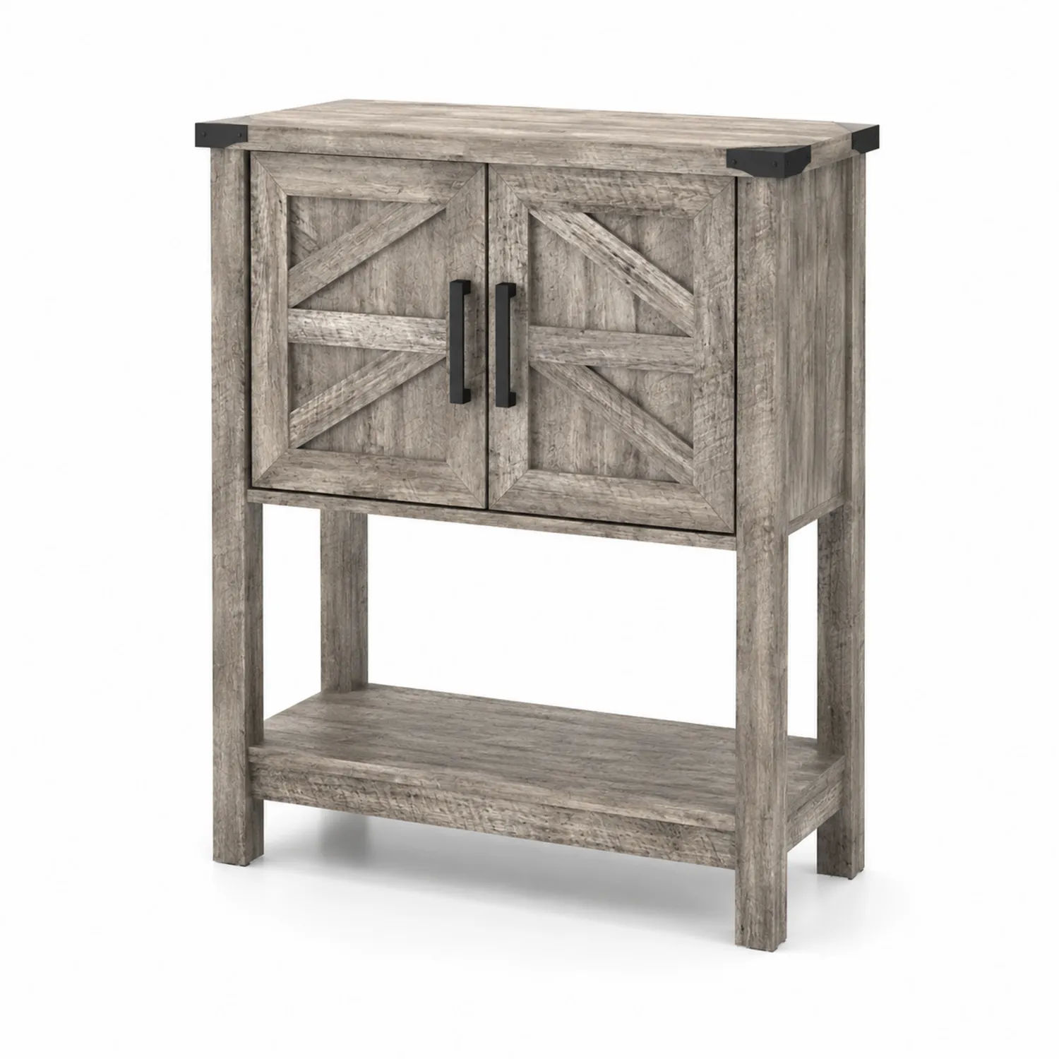 Buffet en bois avec étagère 2 portes en Panneau Gris