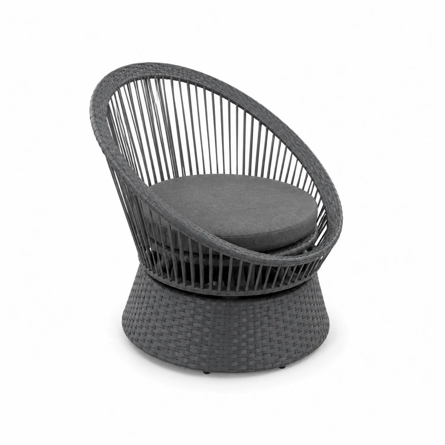 Fauteuil en résine tressée avec coussin gris
