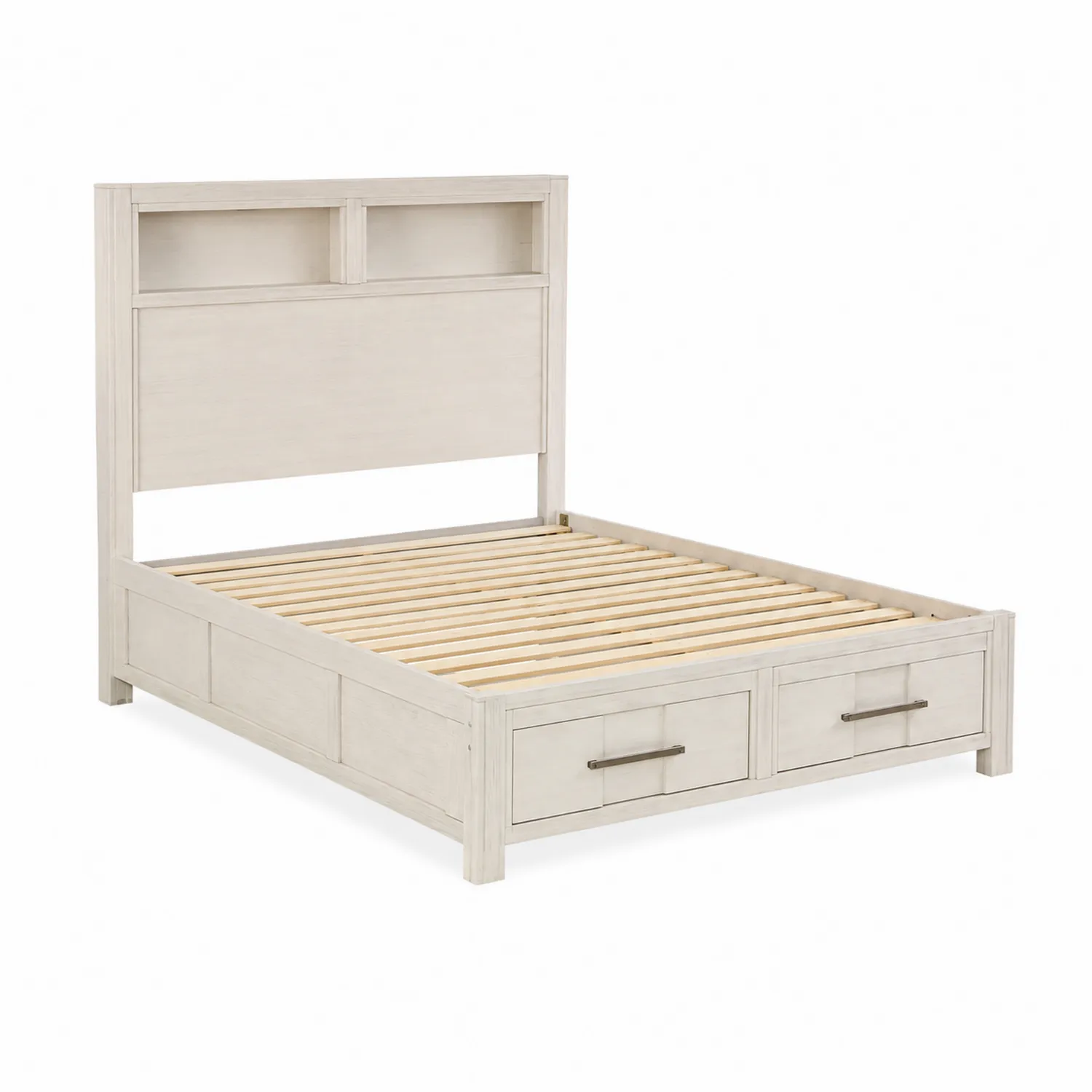 Lit en bois avec tête de lit et tiroirs 200x160 cm Chêne Blanchi
