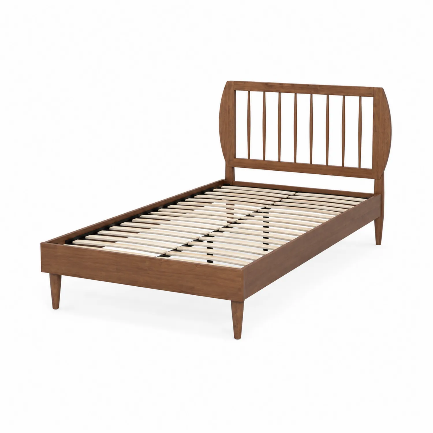 Lit simple en bois massif brun 200x90 cm