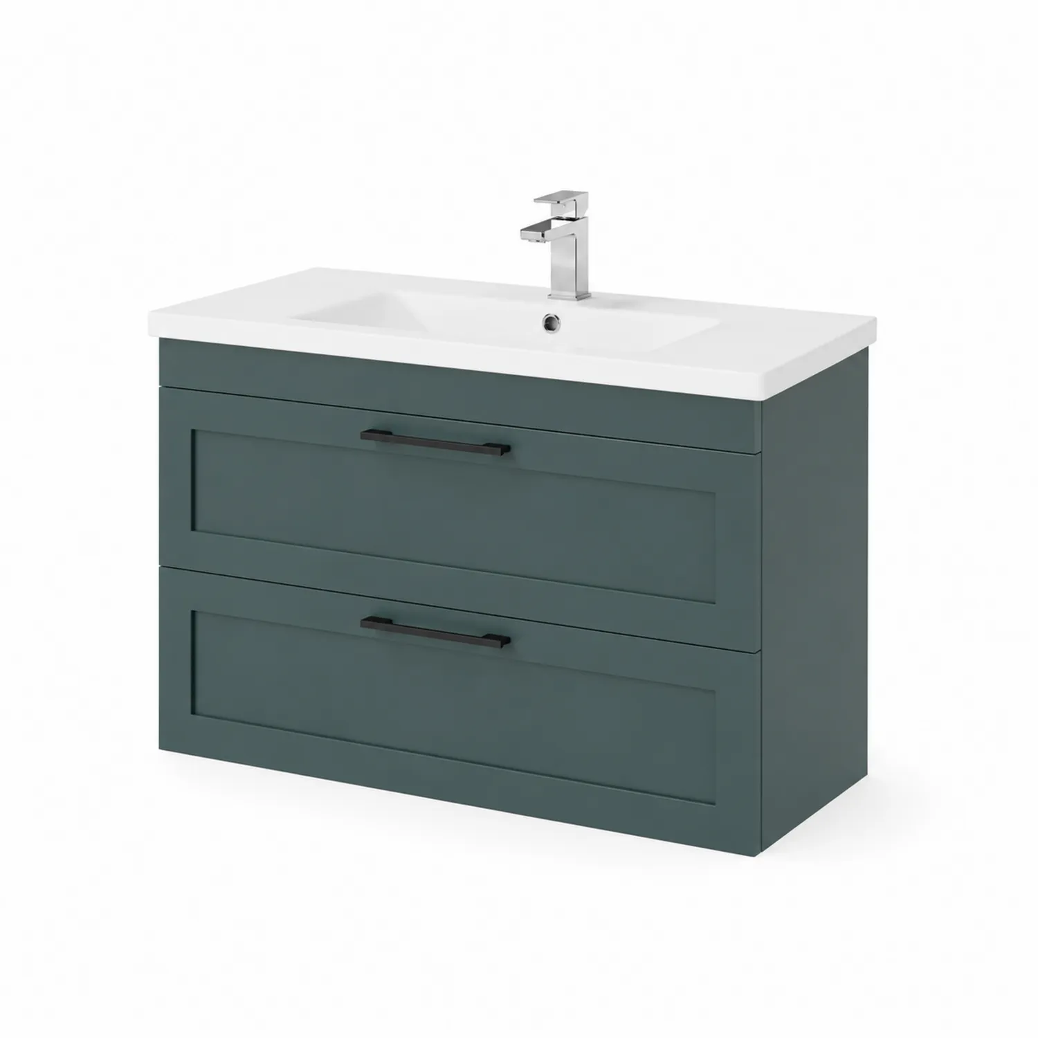 Meuble lavabo en bois et céramique avec tiroirs Gris Ardoise
