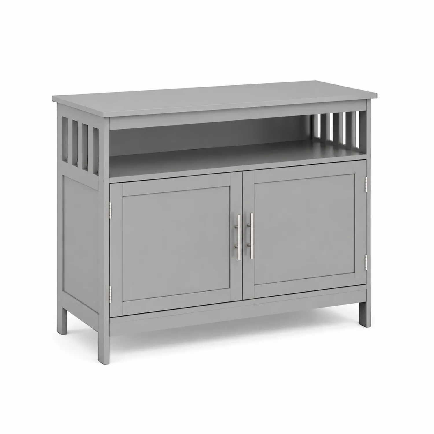 Buffet en bois gris avec étagère et portes