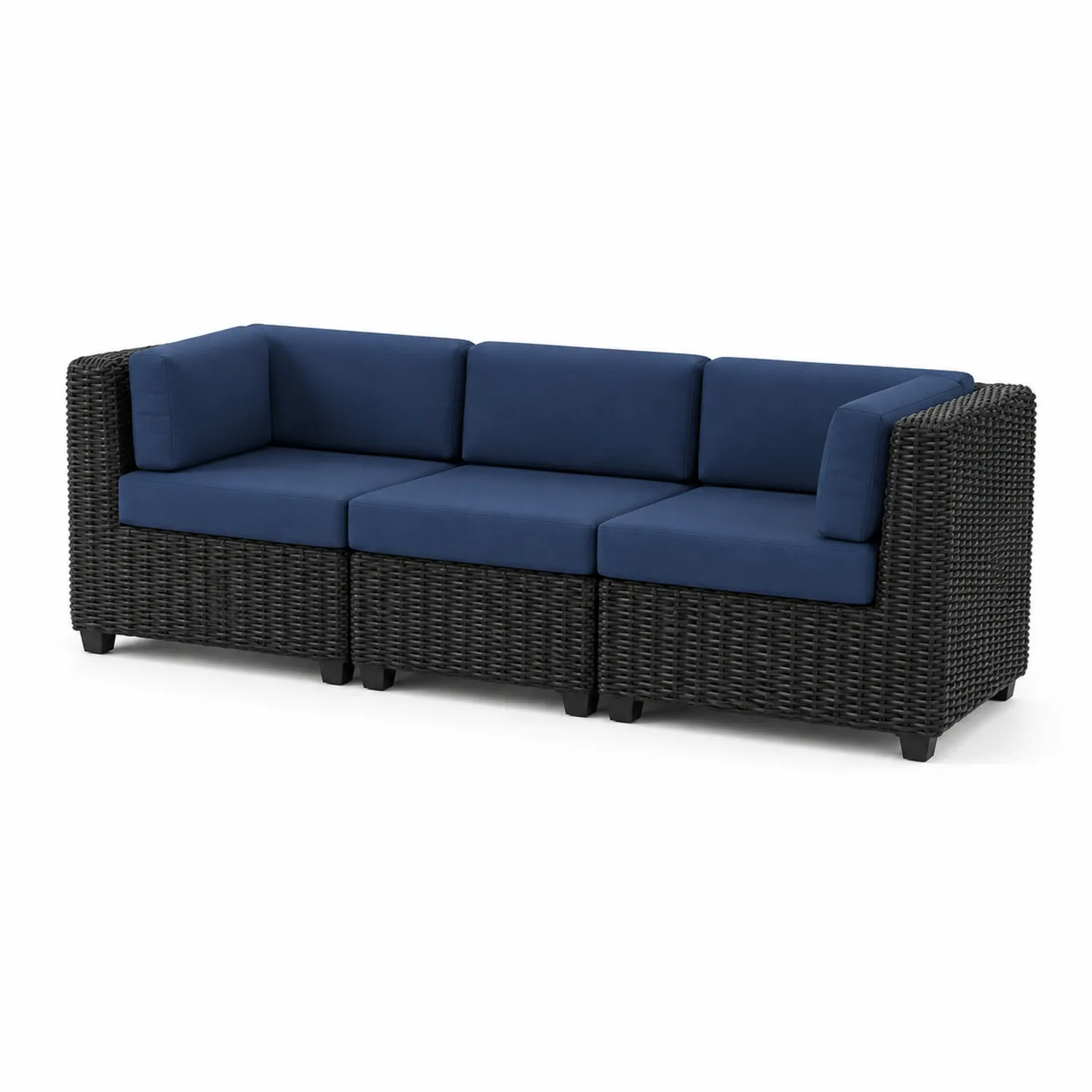 Canapé modulaire en rotin avec coussins Bleu