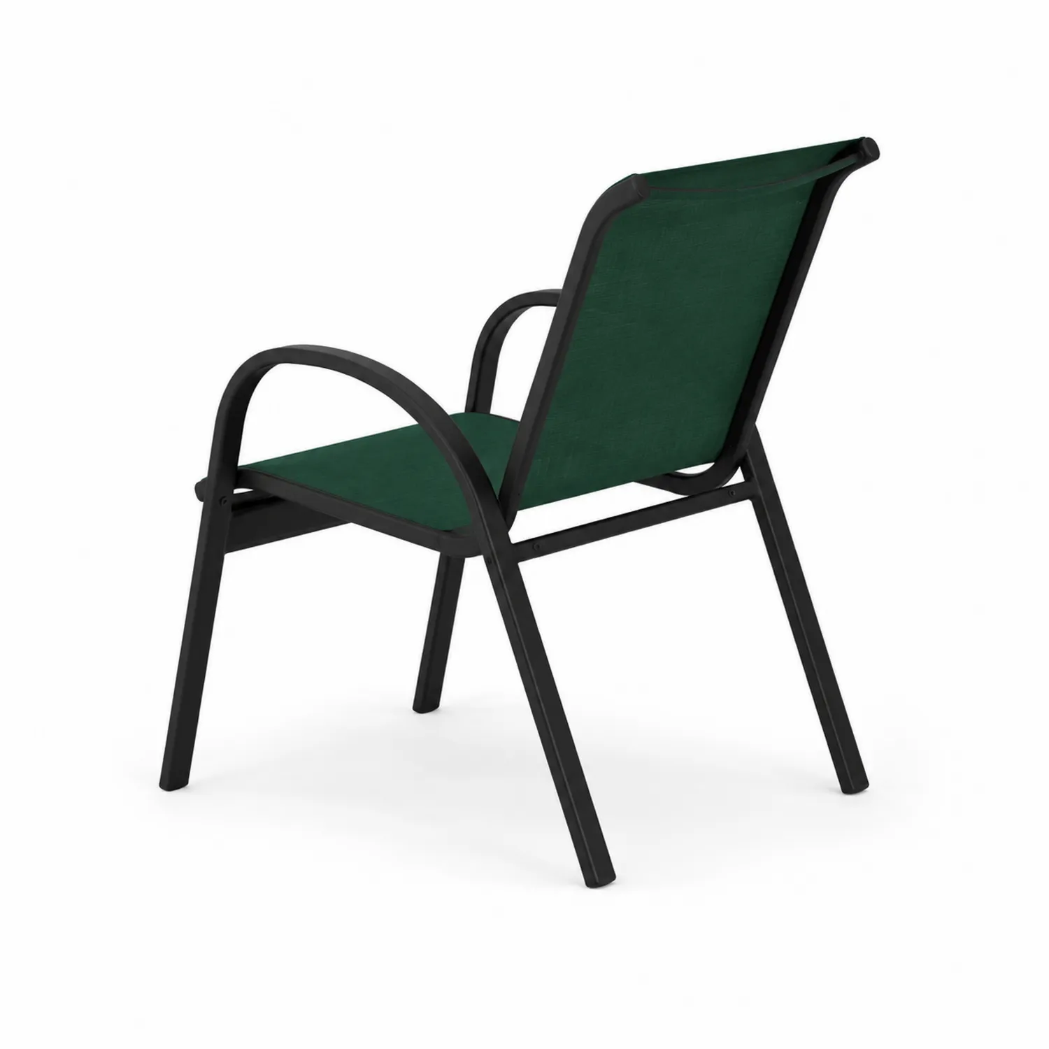 Chaise de jardin en métal noir et textilène vert