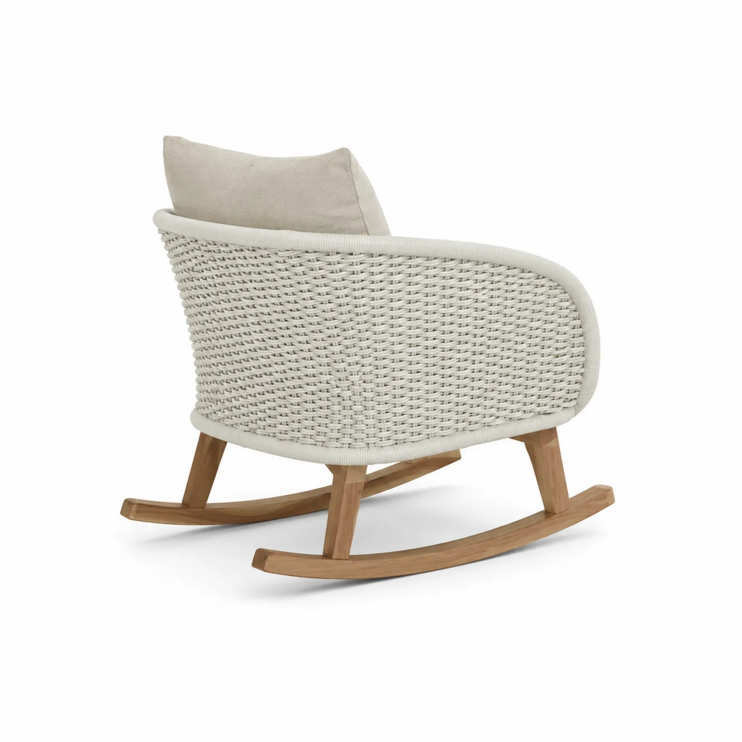 Chaise à bascule en rotin synthétique et bois d'acacia Beige