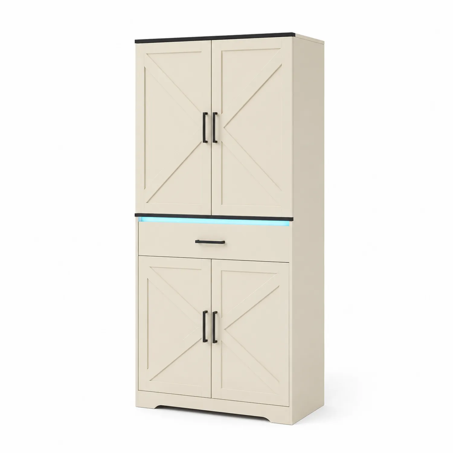 Buffet haut en bois avec portes et tiroir