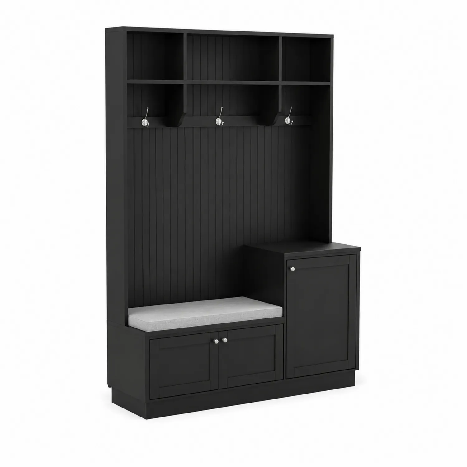 Vestiaire en bois MDF avec banc et rangement Noir