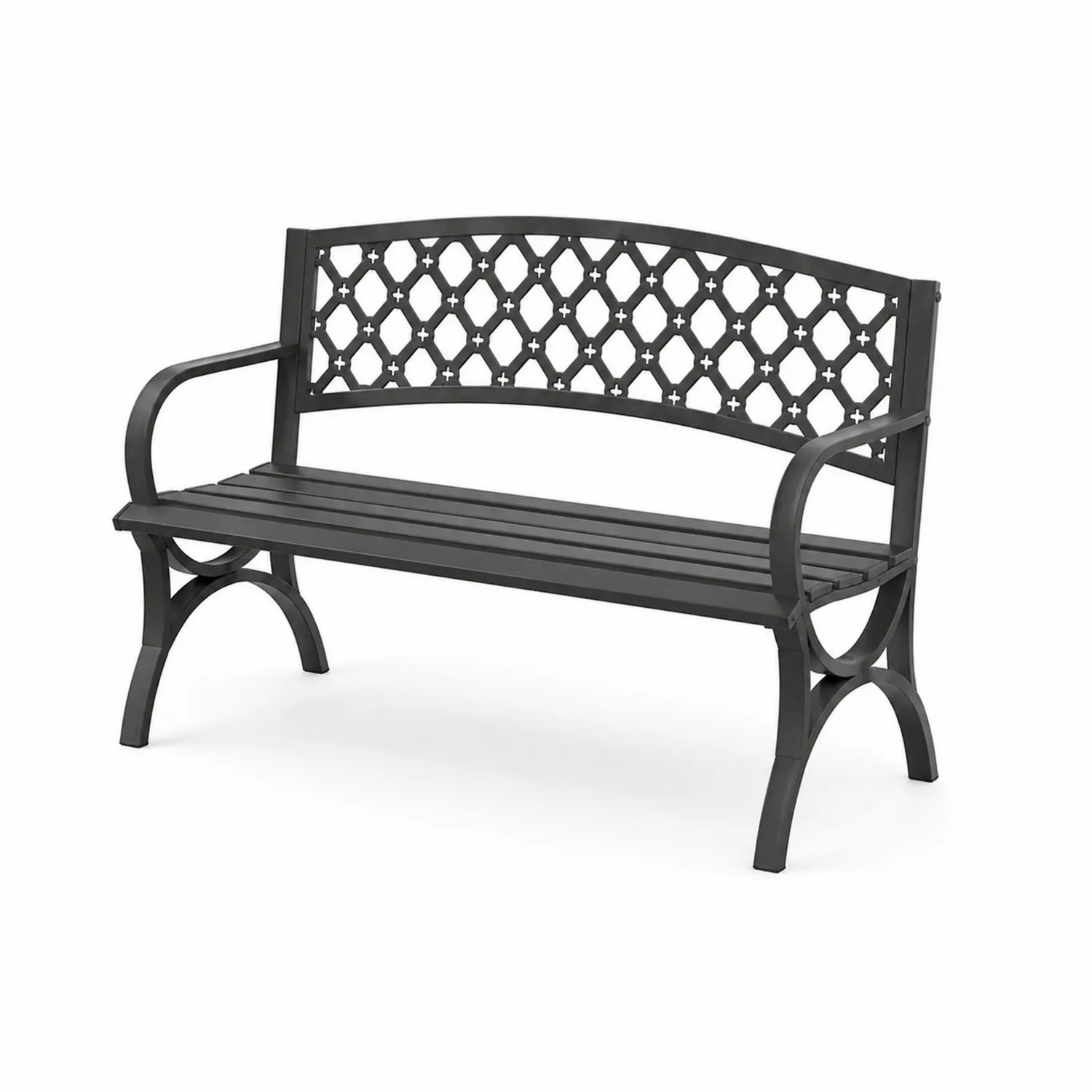 Banc de jardin en métal noir 126cm