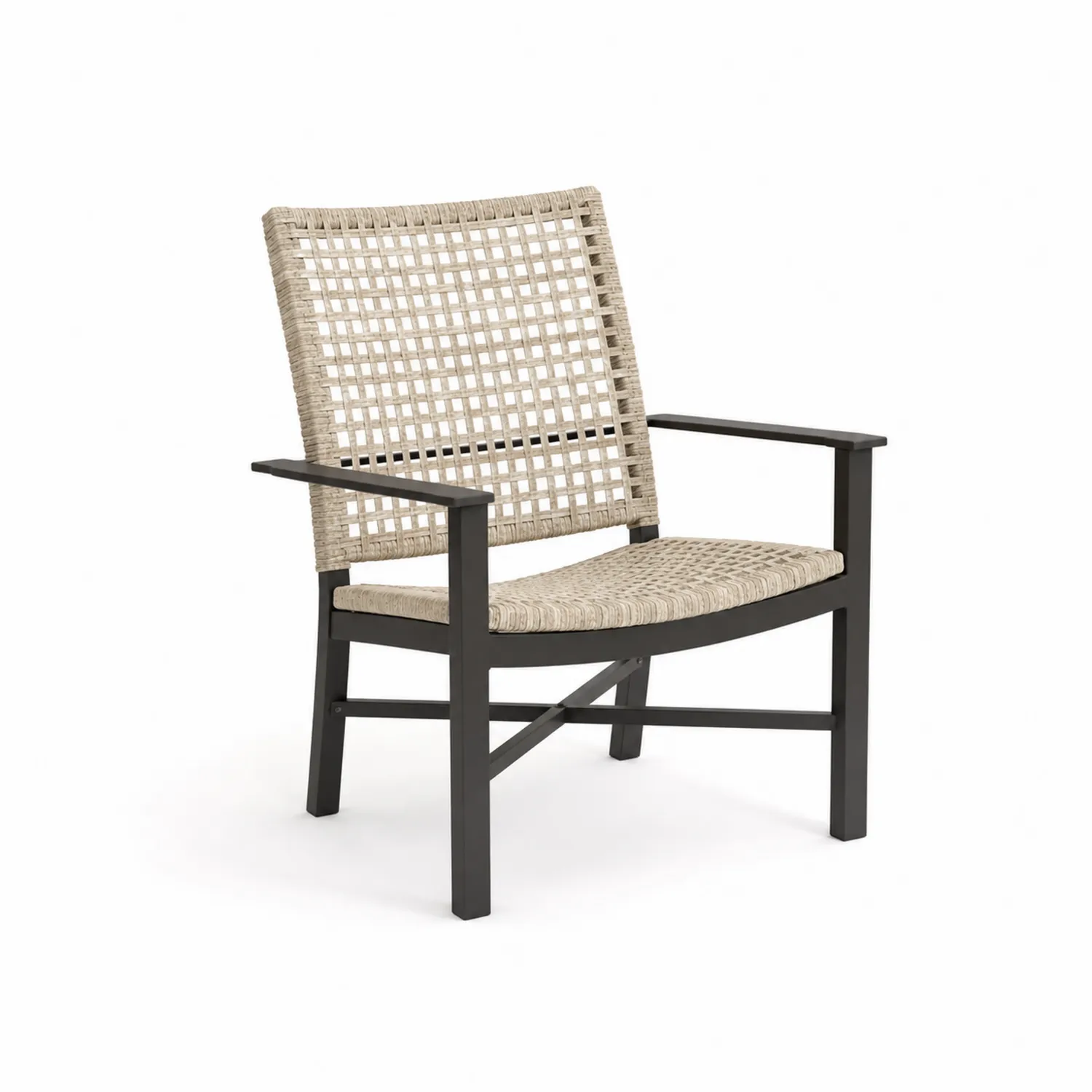 Chaise en rotin avec cadre en aluminium noir