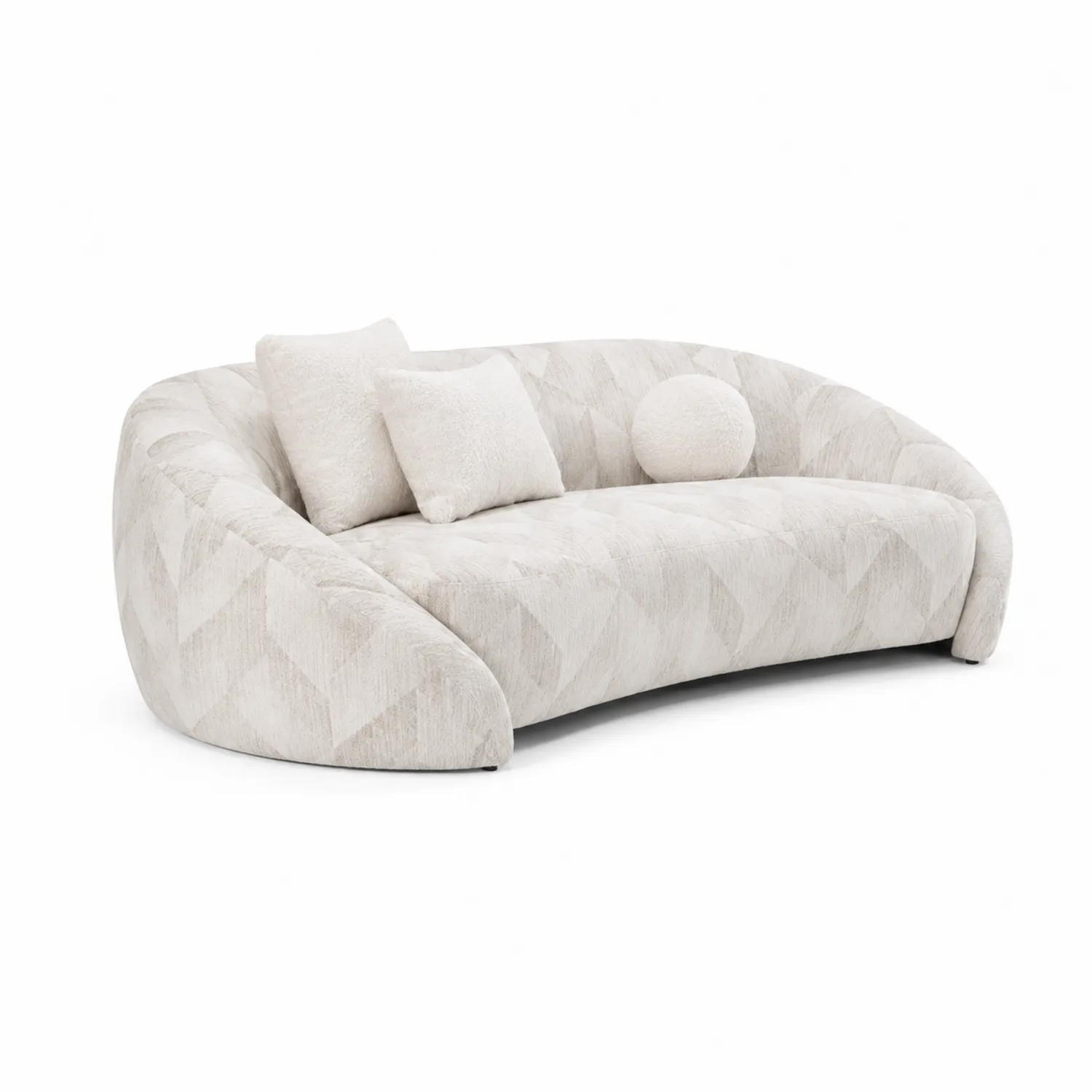 Canapé en tissu beige avec coussins