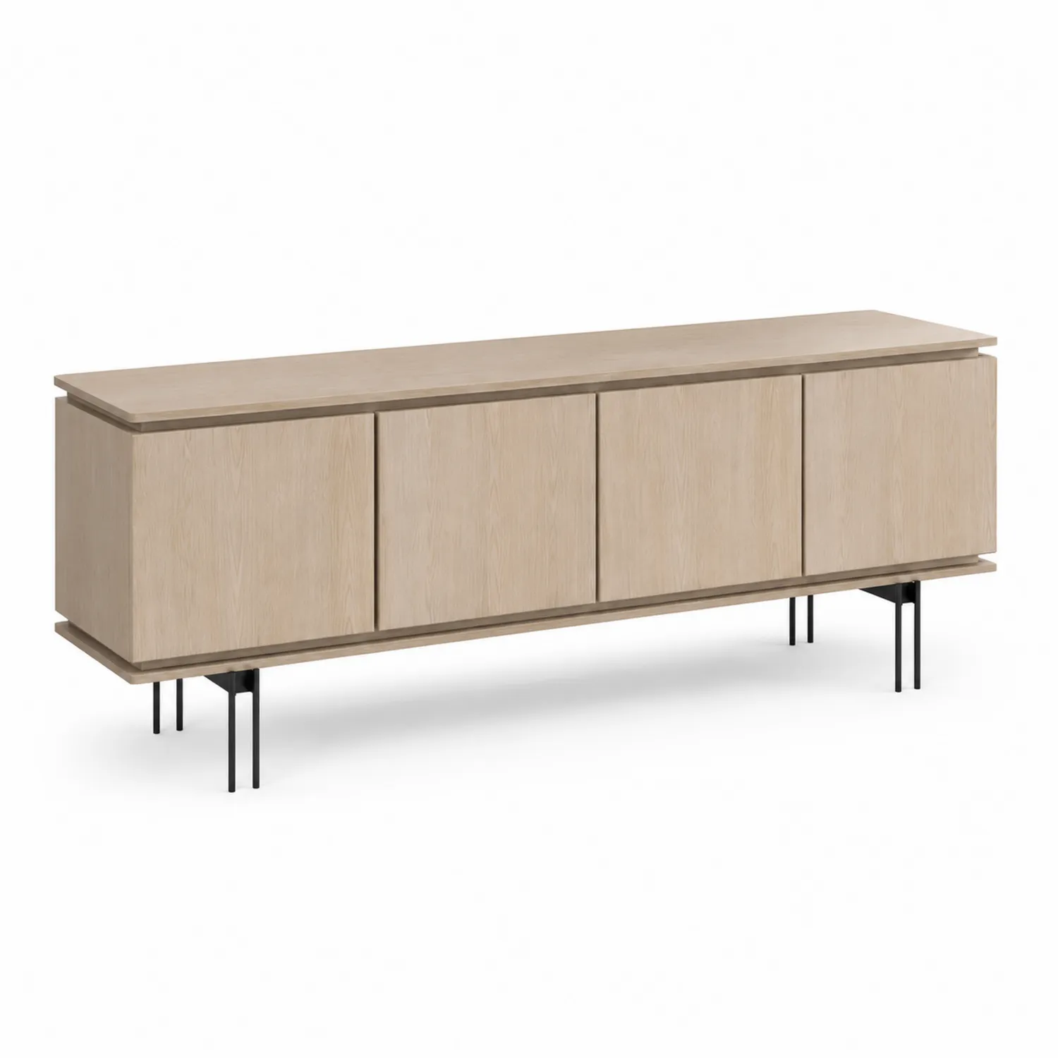 Buffet bois de chêne clair avec pieds en métal 200x45x65 cm