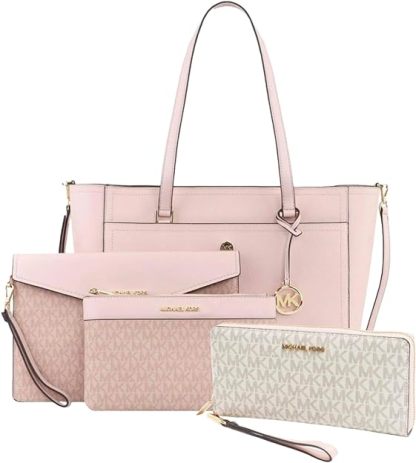 Michaethtl Michael Kors Maisie Large Pebbled Leather 4 in 1 Tote for Women Bundle -Powder Blush Multi