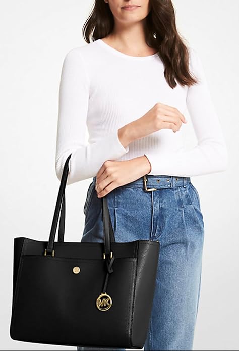 Michaethtl Michael Kors Maisie Large Pebbled Leather 4 in 1 Tote for Women Bundle -Signature Black