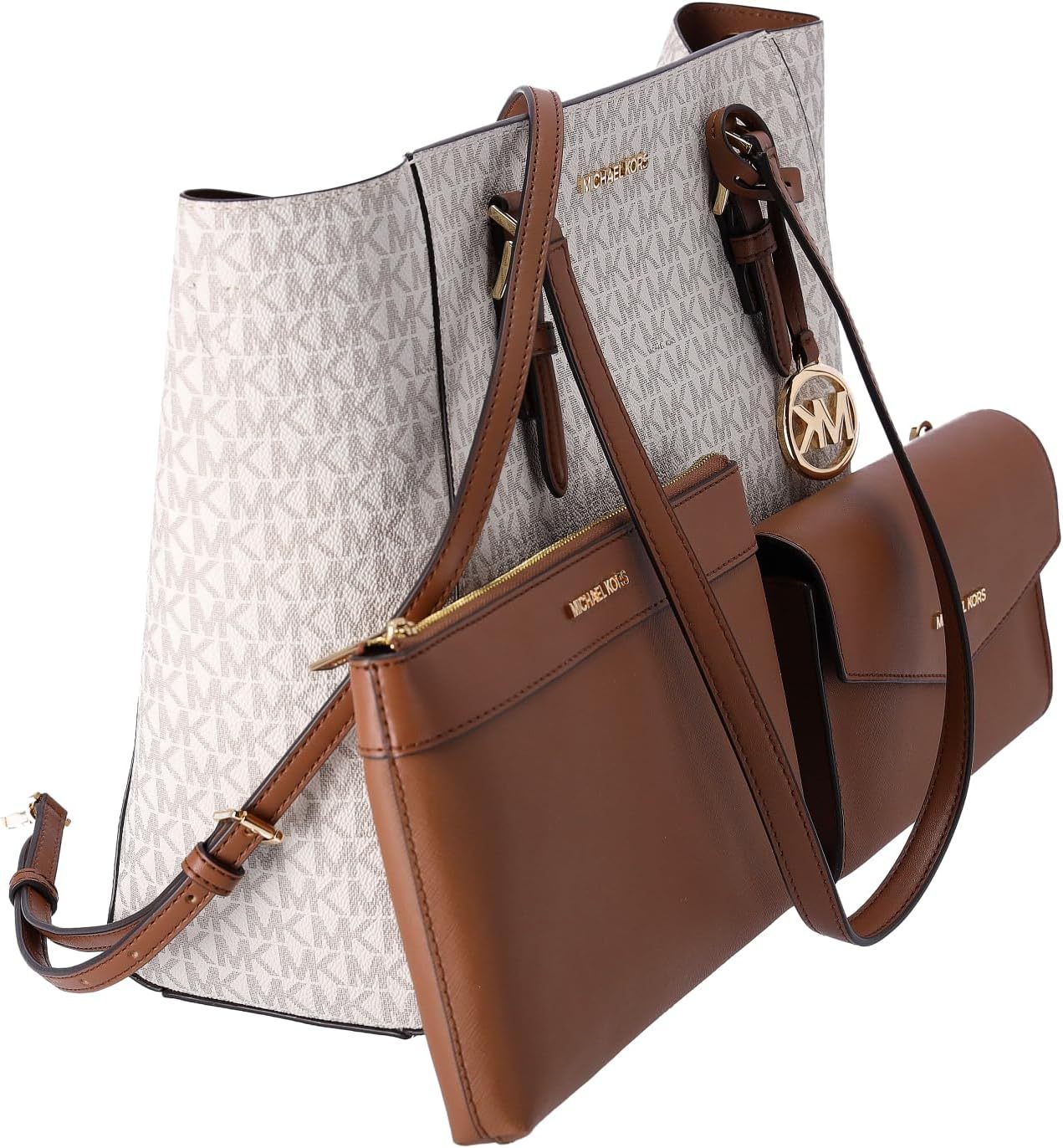 Michthtael Kors Charlotte Large 3-in-1 Tote Crossbody Handbag Leather