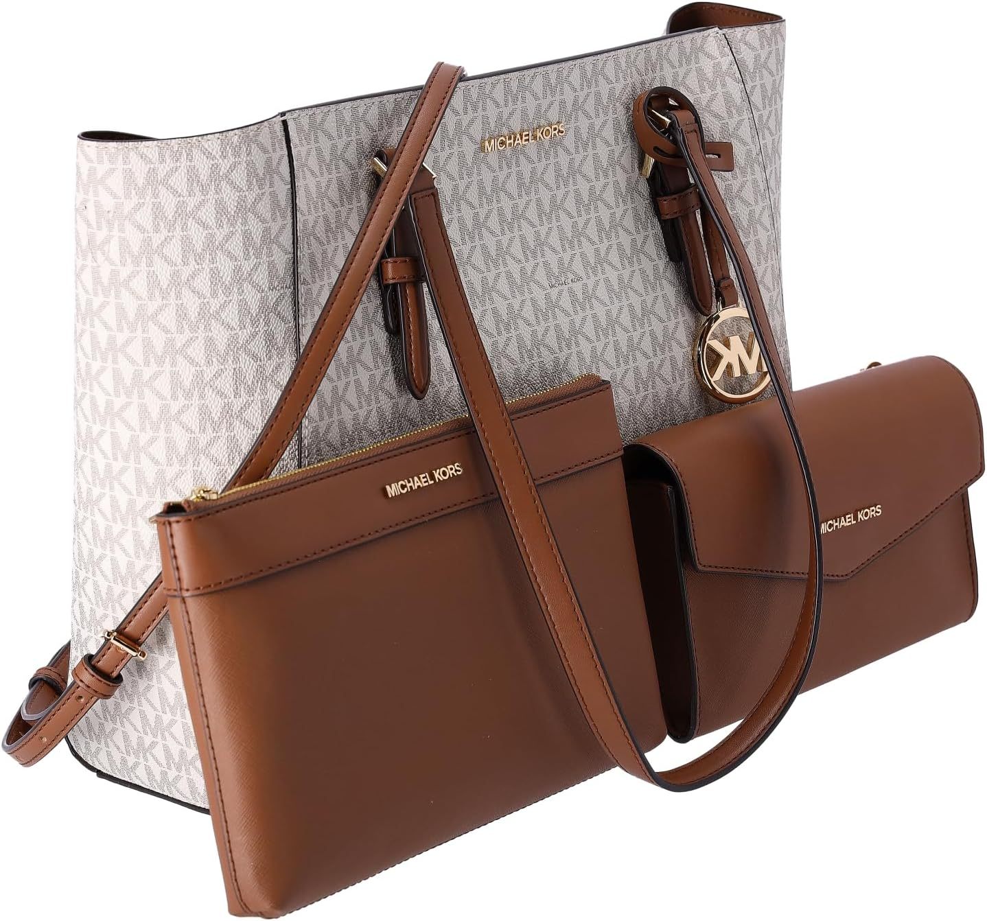 Michthtael Kors Charlotte Large 3-in-1 Tote Crossbody Handbag Leather