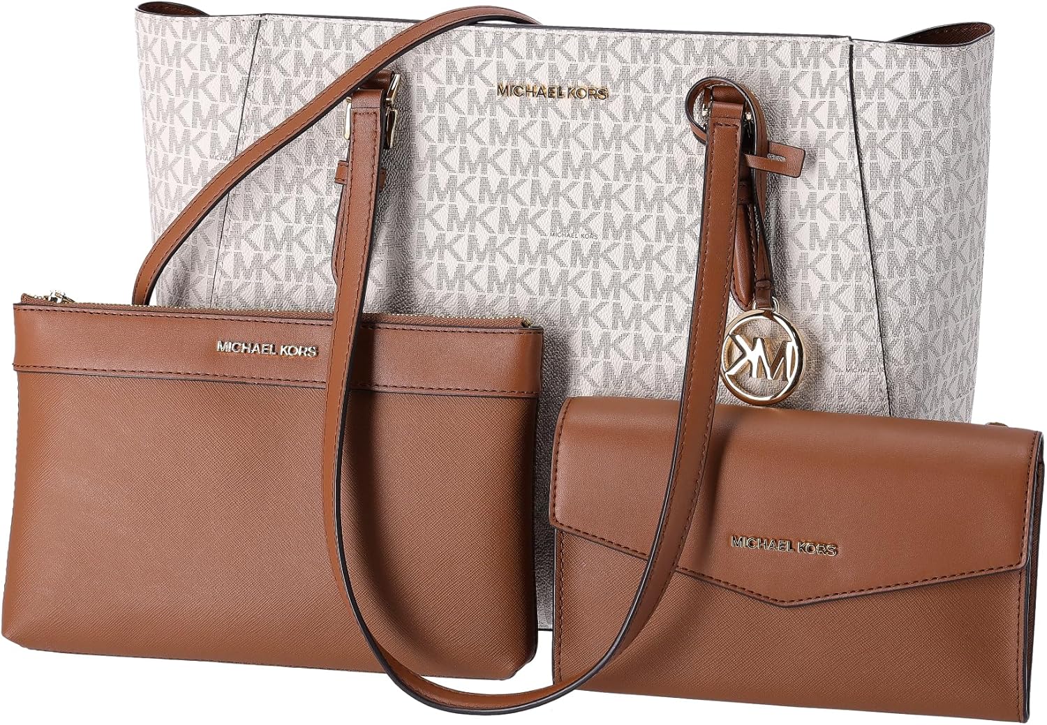 Michthtael Kors Charlotte Large 3-in-1 Tote Crossbody Handbag Leather