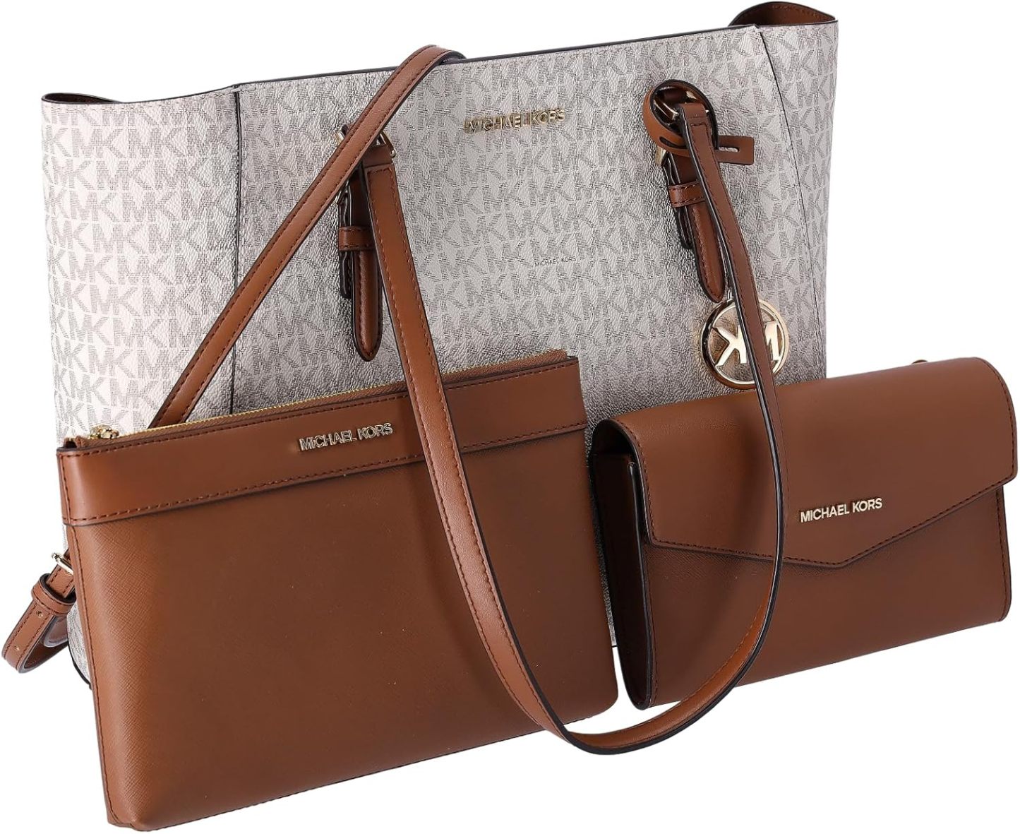 Michthtael Kors Charlotte Large 3-in-1 Tote Crossbody Handbag Leather