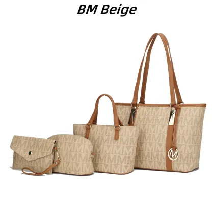 30 Styles Michaethtl Kors Collection Vegan Leather Women's Tote Bag, Small Tote Handbag, Pouch Purse & Wristlet Wallet Bag 4 pcs set
