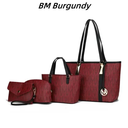 30 Styles Michaethtl Kors Collection Vegan Leather Women's Tote Bag, Small Tote Handbag, Pouch Purse & Wristlet Wallet Bag 4 pcs set