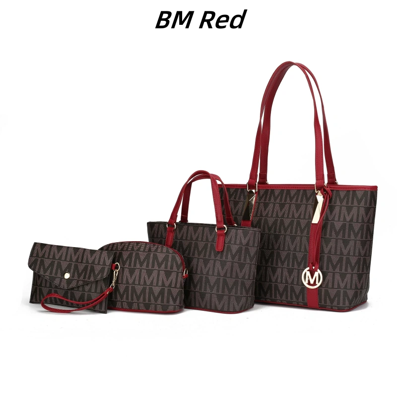 30 Styles Michaethtl Kors Collection Vegan Leather Women's Tote Bag, Small Tote Handbag, Pouch Purse & Wristlet Wallet Bag 4 pcs set