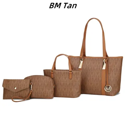 30 Styles Michaethtl Kors Collection Vegan Leather Women's Tote Bag, Small Tote Handbag, Pouch Purse & Wristlet Wallet Bag 4 pcs set
