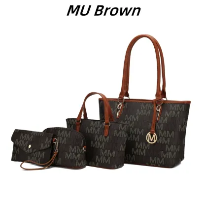 30 Styles Michaethtl Kors Collection Vegan Leather Women's Tote Bag, Small Tote Handbag, Pouch Purse & Wristlet Wallet Bag 4 pcs set