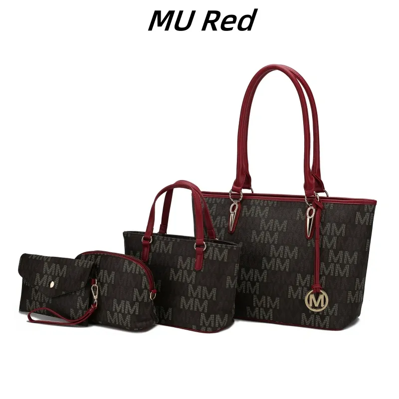 30 Styles Michaethtl Kors Collection Vegan Leather Women's Tote Bag, Small Tote Handbag, Pouch Purse & Wristlet Wallet Bag 4 pcs set