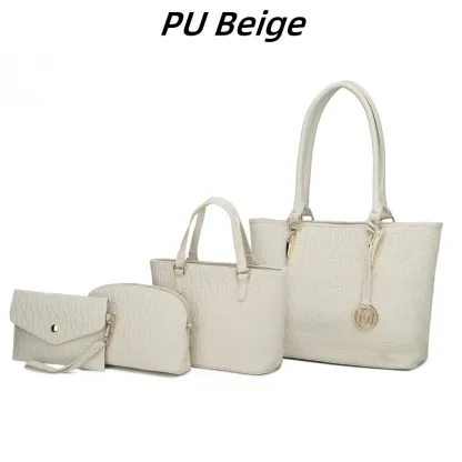 30 Styles Michaethtl Kors Collection Vegan Leather Women's Tote Bag, Small Tote Handbag, Pouch Purse & Wristlet Wallet Bag 4 pcs set