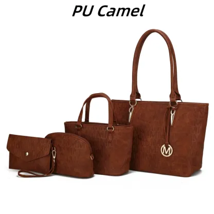 30 Styles Michaethtl Kors Collection Vegan Leather Women's Tote Bag, Small Tote Handbag, Pouch Purse & Wristlet Wallet Bag 4 pcs set
